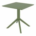 Fine-Line 27 in. Sky Square Dining Table Olive Green FI2845400